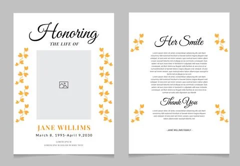 Honoring the Life Funeral Program Template Memorial Service Obituary Booklet イラスト素材