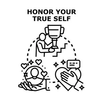 Honoring personal growth finding self love and appreciation Stock Illustration