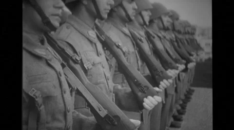 Honour guards at parade rest Nato conference Stock Footage