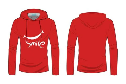 Hood jacket coat template. sweatshirt casual clothes with cotton and  Long sl Stock Illustration