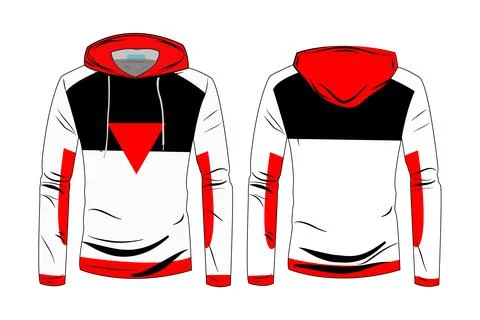 Hood jacket coat template. sweatshirt casual clothes with cotton and  Long sl Stock Illustration