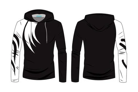 Hood jacket coat template. sweatshirt casual clothes with cotton and  Long sl Stock Illustration