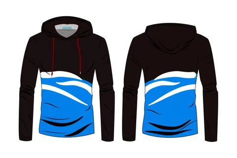 Hood jacket coat template. sweatshirt casual clothes with cotton and  Long sl Stock Illustration
