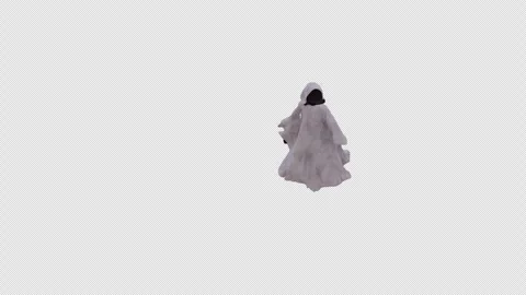 Hooded Ghost Attacks, animation with transparent background Stock Footage 346749599