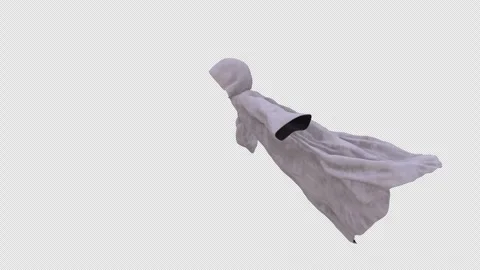 Hooded Ghost Hovering And Floating Away, Lateral View Animation Stock-Footage 346732279