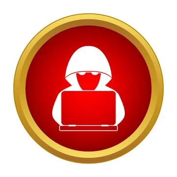 Hooded hacker person using laptop in icon イラスト素材