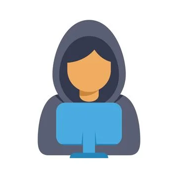 Hooded hacker working on computer symbolizing cybercrime and security Stockillustratie