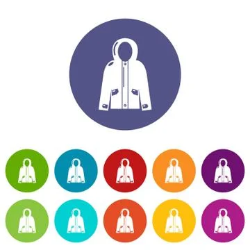 Hooded jacket icons set vector color Stockillustratie