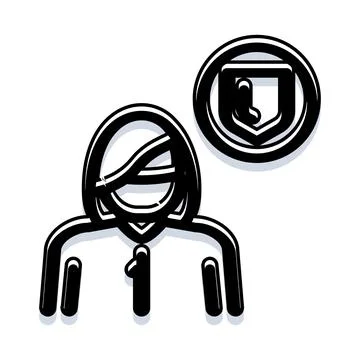 Hooded person securing data with shield icon Stock Illustration