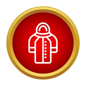 Hooded raincoat simple icon on red background Stock Illustration