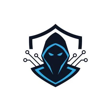 Hooded Shield Logo Design for Cybersecurity Technology Services Stock Illustration