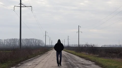 Hooded sinister man going on the camera Stock Footage 82696102