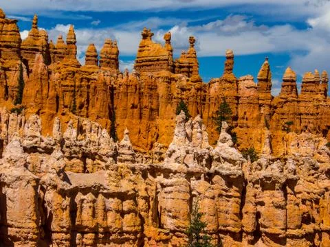 Hoodoo Rock Formations in Two Rows Stock Photos