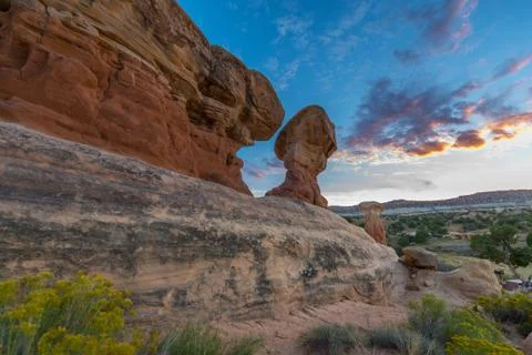Hoodoos at Sunset Devils Garden Stock-Fotos