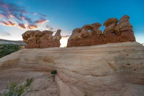 Hoodoos at Sunset Devils Garden Stock Photos