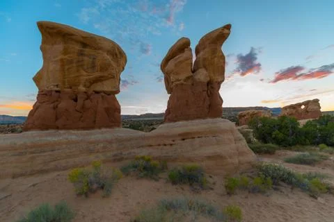 Hoodoos at Sunset Devils Garden Stock Photos