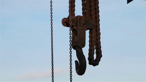 Hook and chains at construction site. Video stock 70803199