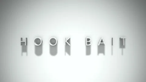 Hook bait 3D title animation with shadows on a white background Stock Footage 296895161