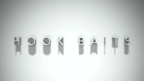 Hook baits 3D title animation with shadows on a white background Stock Footage 297114326