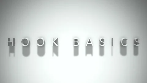 Hook basics 3D title animation with shadows on a white background Stock Footage 296895226