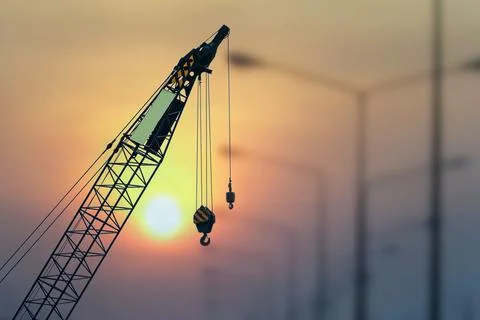 The hook block of the mobile crane and slinging that inspector inspected be.. Stock Photos
