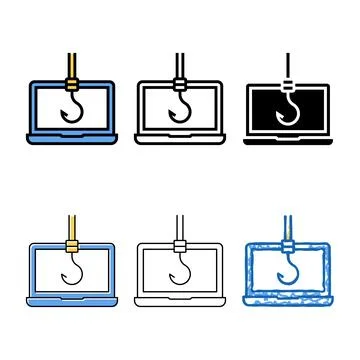 Hook on computer display color icon styleset vector イラスト素材