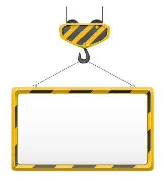 Hook crane for building and blank template board illustration Stock Illustration