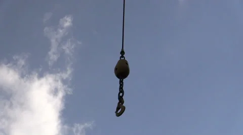 Hook crane on the cable in wind Stock Footage 38035589
