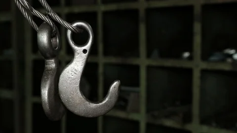 Hook of the crane in the workshop for car repair Stock Footage 88299626