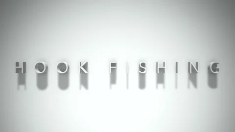 Hook fishing 3D title animation white text on a white background Stock Footage 299381418