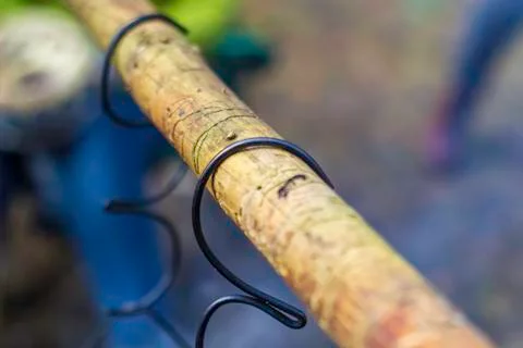Hook for hanging the boiler on a fire Stock Photos
