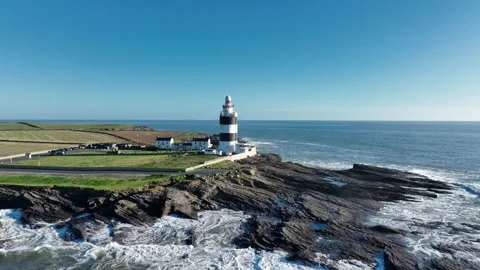 Hook Head Lighthouse Wexford Ireland aerial pullback of this impressive Stock-Footage 328210484