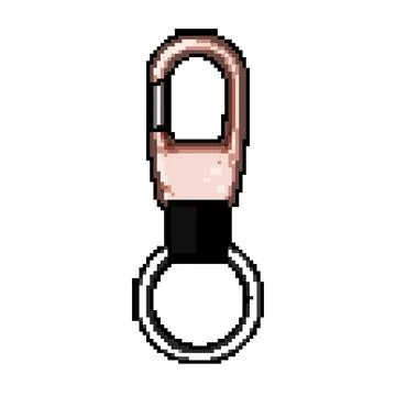 Hook key ring clip pixel art vector illustration Stock Illustration