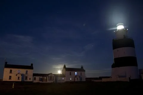 Hook lighthouse by moonlight Stock Photos
