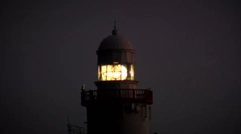 Hook Lighthouse with Volumetric Beam (Night) Stock Footage 44668826