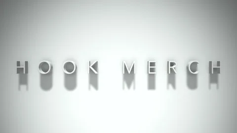 Hook merch 3D title animation with shadows on a white background Stock Footage 297114543