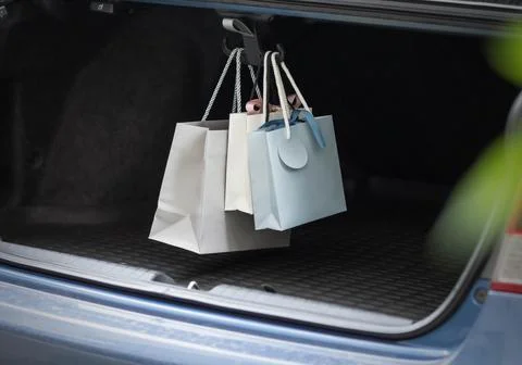 A hook for packages in the trunk of the car. Close up Stock-Fotos