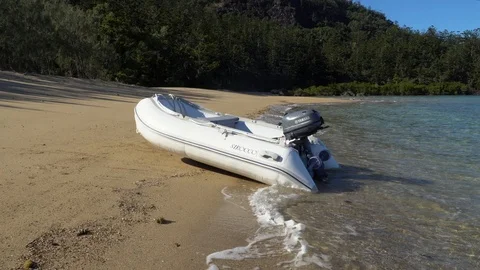 Hook Passage beach dinghy MS Stock Footage 116296963