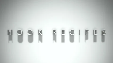 Hook recipes 3D title animation white text on a white background Stock Footage 299422579