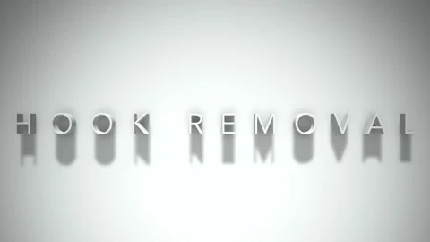 Hook removal 3D title animation white text on a white background Stock Footage 299381410