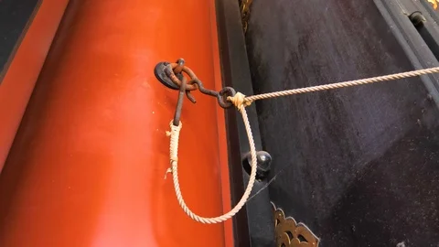 The hook from the rope of the hanging lantern in Tokyo Japan Stock Footage 121439907
