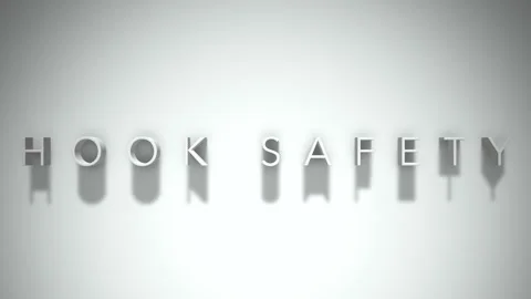 Hook safety 3D title animation with shadows on a white background Stock Footage 296895388
