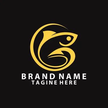 Hook sea fish logo design vector Stock Illustration