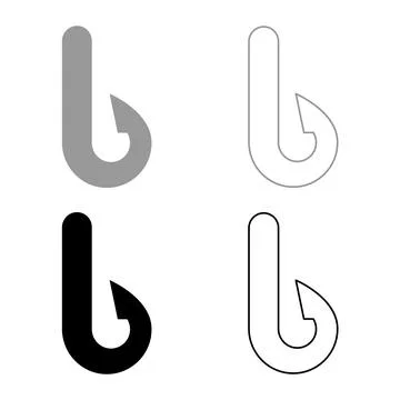 Hook set icon grey black color vector illustration image solid fill outline.. Stock Illustration