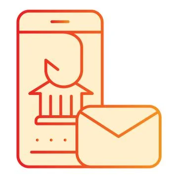 Hook in smartphone flat icon. Message fishing orange icons in trendy flat style Stock Illustration