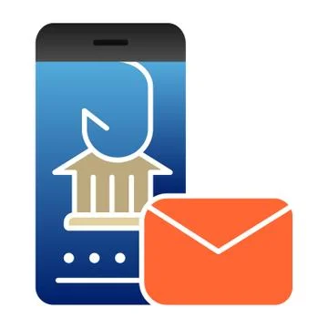 Hook in smartphone flat icon. Message fishing color icons in trendy flat style Stock Illustration