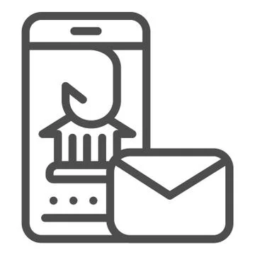 Hook in smartphone line icon. Message fishing vector illustration isolated on Stock Illustration