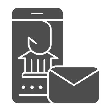 Hook in smartphone solid icon. Message fishing vector illustration isolated on Stock Illustration