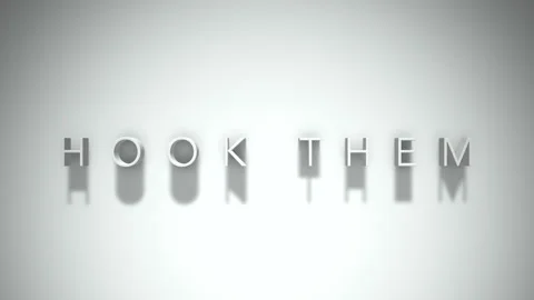 Hook them 3D title animation with shadows on a white background Stock Footage 297666602