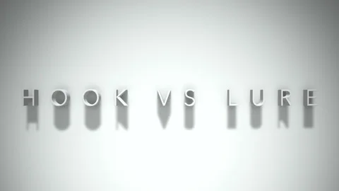 Hook vs lure 3D title animation white text on a white background Stock Footage 299381406